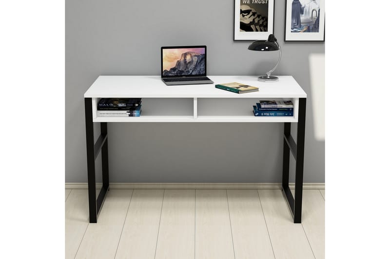 Skrivbord Tyrsberget 120 cm med Förvaring Hylla - Vit/Svart - Skrivbord - Datorbord