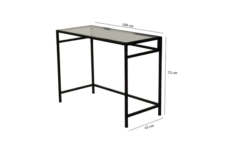 Skrivbord Vallsbo 100 cm - Glas/Rökfärgad/Svart - Skrivbord - Datorbord