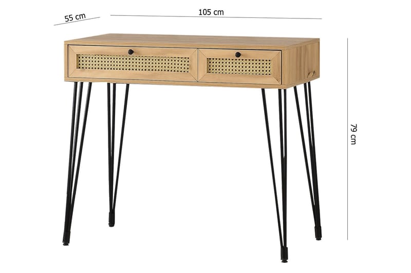 Skrivbord Vergale 105 cm med Förvaring 2 Lådor - Natur/Svart - Möbler - Bord & matgrupp - Kontorsbord - Skrivbord