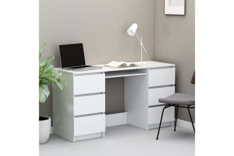 Skrivbord vit 140x50x77 cm spånskiva - Vit - Skrivbord - Datorbord