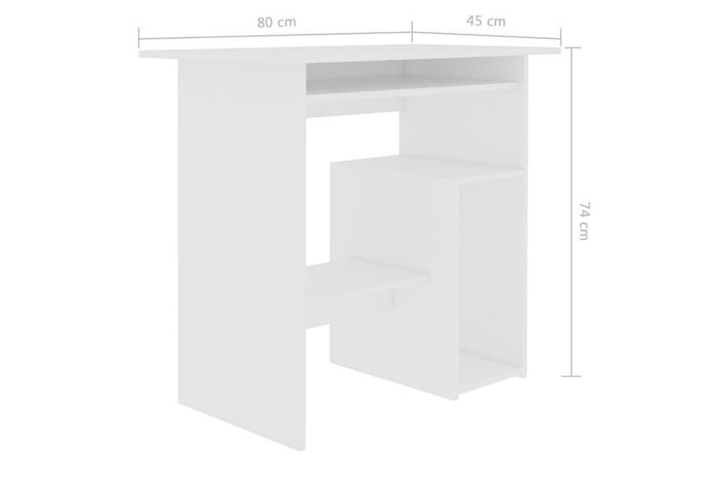 Skrivbord vit 80x45x74 cm spånskiva - Vit - Skrivbord - Datorbord