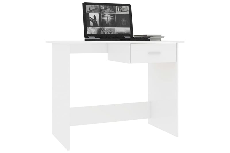 Skrivbord vit högglans 100x50x76 cm spånskiva - Vit - Skrivbord - Datorbord