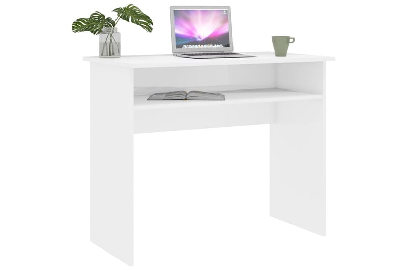 Skrivbord vit högglans 90x50x74 cm spånskiva - Vit - Sekretär - Skrivbord