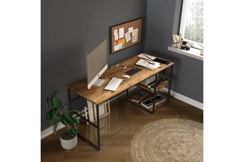 Skrivbord Vogue 160x75x160 cm med förvaring - Grön - Möbler - Bord & matgrupp - Kontorsbord - Skrivbord