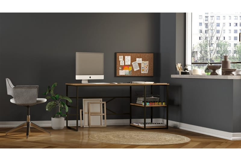 Skrivbord Vogue 160x75x160 cm med förvaring - Grön - Möbler - Bord & matgrupp - Kontorsbord - Skrivbord