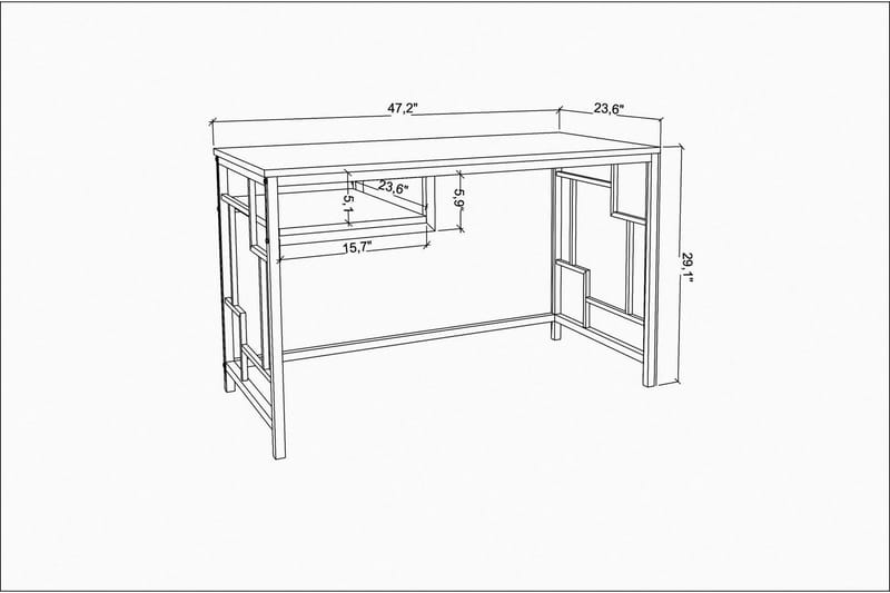 Skrivbord Wraphis 60x74,8x120 cm - Guld/Brun - Skrivbord - Datorbord