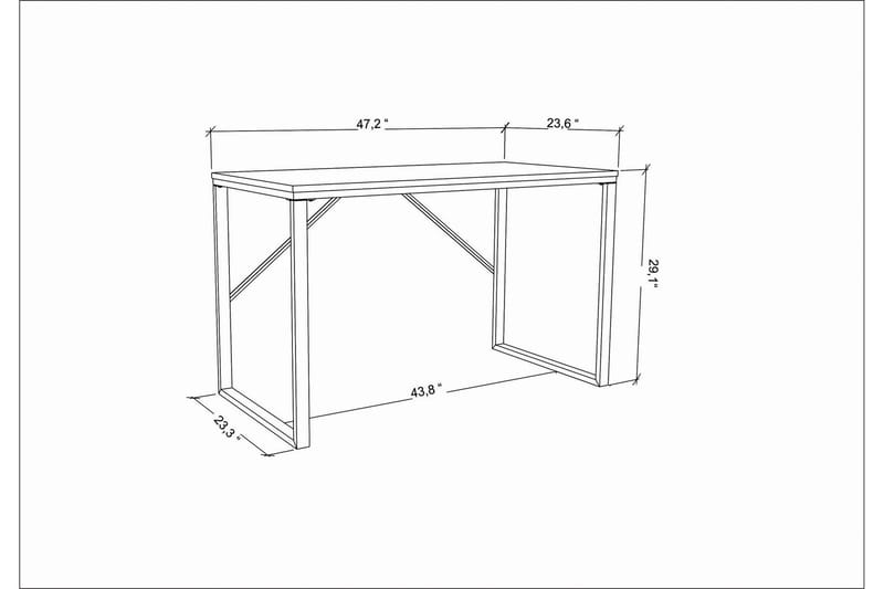 Skrivbord Wraphis 60x74x120 cm - Guld/Brun - Skrivbord - Datorbord