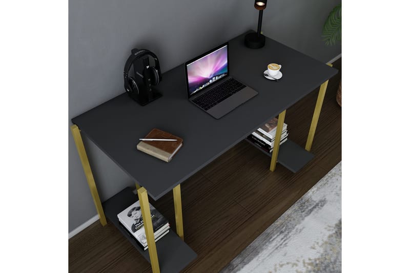 Skrivbord Yepan 60x73,8x125,2 cm med förvaring - Guld/Antracit - Skrivbord - Datorbord