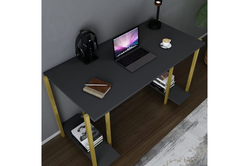 Skrivbord Yepan 60x73,8x125,2 cm med förvaring - Guld/Antracit - Möbler - Bord & matgrupp - Kontorsbord - Skrivbord
