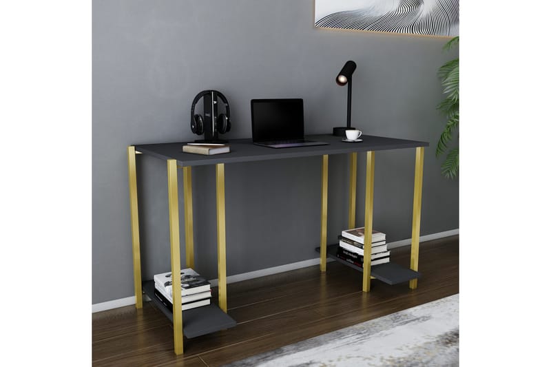 Skrivbord Yepan 60x73,8x125,2 cm med förvaring - Guld/Antracit - Möbler - Bord & matgrupp - Kontorsbord - Skrivbord