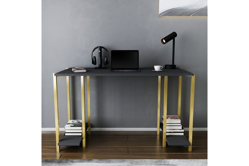 Skrivbord Yepan 60x73,8x125,2 cm med förvaring - Guld/Antracit - Möbler - Bord & matgrupp - Kontorsbord - Skrivbord