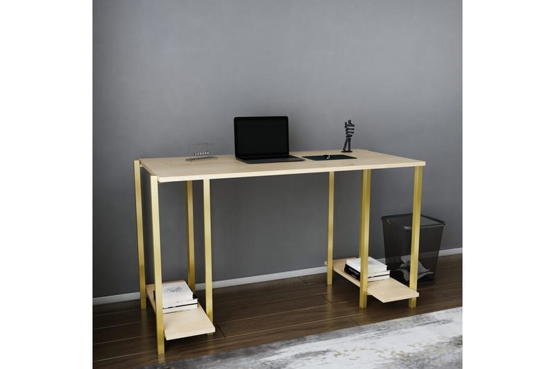 Skrivbord Yepan 60x73,8x125,2 cm med förvaring - Guld/Brun - Möbler - Bord & matgrupp - Kontorsbord - Skrivbord