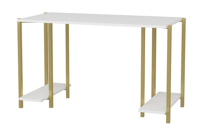 Skrivbord Yepan 60x73,8x125,2 cm med förvaring - Guld/Vit - Möbler - Bord & matgrupp - Kontorsbord - Skrivbord