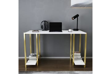 Skrivbord Yepan 60x73,8x125,2 cm med förvaring - Guld/Vit - Möbler - Bord & matgrupp - Kontorsbord - Skrivbord