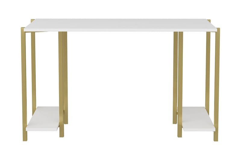 Skrivbord Yepan 60x73,8x125,2 cm med förvaring - Guld/Vit - Skrivbord - Datorbord