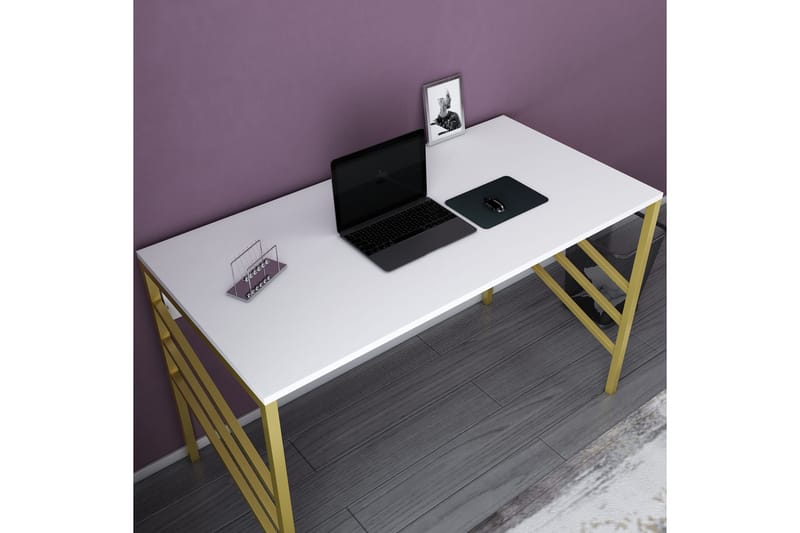 Skrivbord Yepan 60x74,8x120 cm - Guld/Vit - Skrivbord - Datorbord