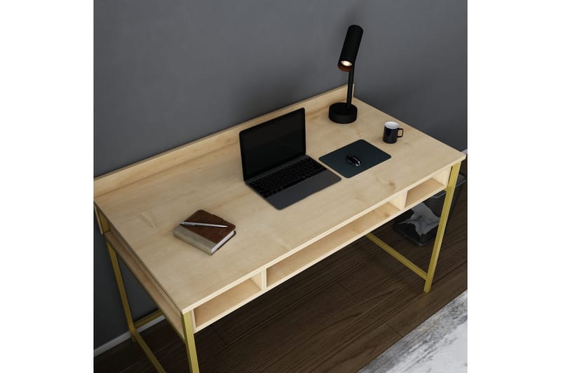 Skrivbord Yepan 60x74,8x120 cm med förvaring - Guld/Brun - Skrivbord - Datorbord
