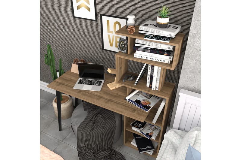 Skrivbord Zakkum 55x146,4x133 cm med förvaring - Brun - Skrivbord - Datorbord