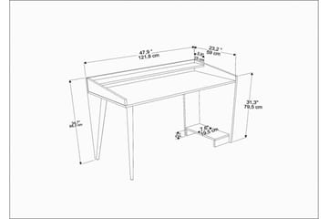 Skrivbord Zakkum 59x88,3x121,8 cm med förvaring - Svart - Möbler - Bord & matgrupp - Kontorsbord - Skrivbord