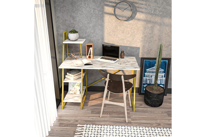 Skrivbord Zakkum 60x120x120 cm med förvaring - Vit - Möbler - Bord & matgrupp - Kontorsbord - Skrivbord