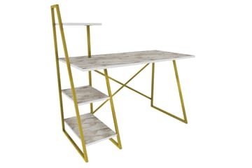 Skrivbord Zakkum 60x120x120 cm med förvaring - Vit - Möbler - Bord & matgrupp - Kontorsbord - Skrivbord