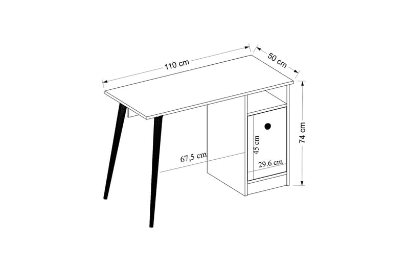 Skrivbord Zegerslot 110 cm - Vit/Natur - Skrivbord - Datorbord