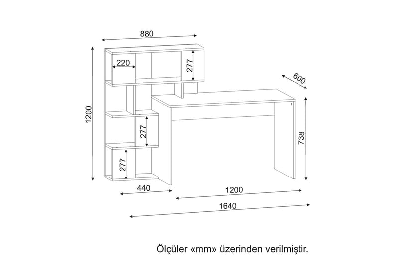 Skrivbord Zilva 164 cm med Förvaring - Vit/Valnötsbrun - Skrivbord - Datorbord