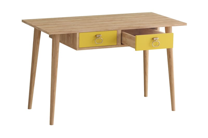 Skrivbord Zonata 120 cm med Förvaring 2 Lådor - Guld/Natur/Gul - Möbler - Bord & matgrupp - Kontorsbord - Skrivbord