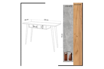 Skrivbord Zonata 120 cm med Förvaring 2 Lådor - Guld/Natur/Gul - Möbler - Bord & matgrupp - Kontorsbord - Skrivbord