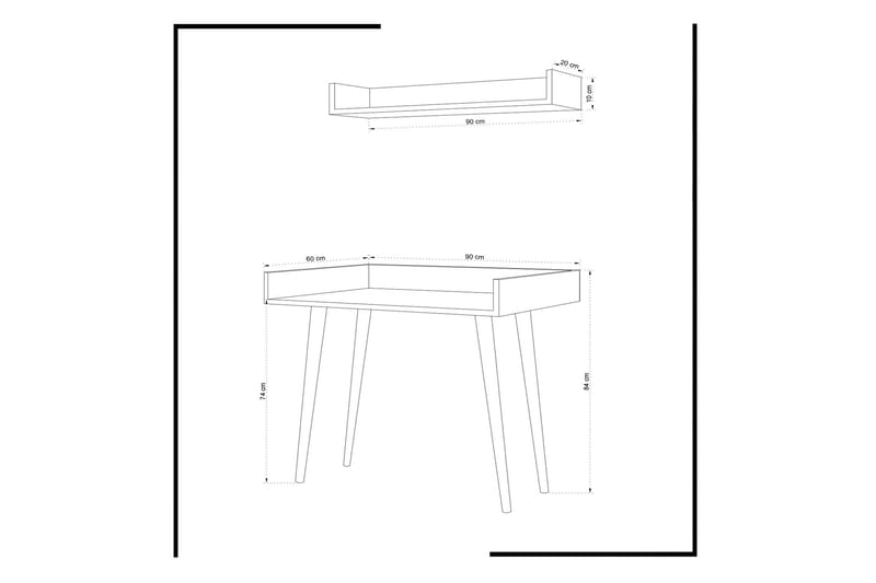Skrivbord Zonata 90 cm med Förvaring Vägghylla - Vit/Natur - Möbler - Bord & matgrupp - Kontorsbord - Skrivbord
