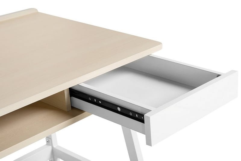 Skrivbord Paramaribo 100 cm med Förvaring - Vit/Ljusbrun - Skrivbord - Datorbord