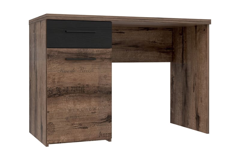 Skrivbord Pitchcombe 110 cm med Förvaring Låda + Skåp - Brun/Svart - Skrivbord - Datorbord