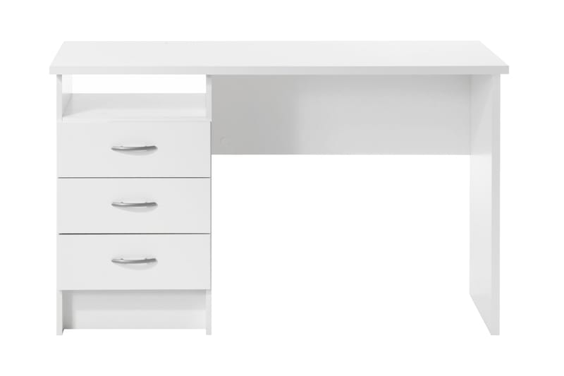 Skrivbord Praxia 120 cm med Förvaring Lådor + Hylla - Vit - Skrivbord - Datorbord