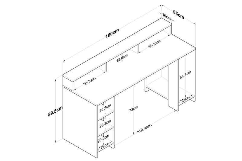 Skrivbord Parsant 160 cm - Valnöt/Antracit - Skrivbord - Datorbord