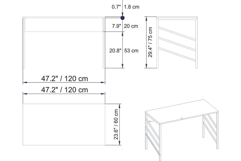 Sotinge Skrivbord 120 cm - Vit - Möbler - Bord & matgrupp - Kontorsbord - Skrivbord