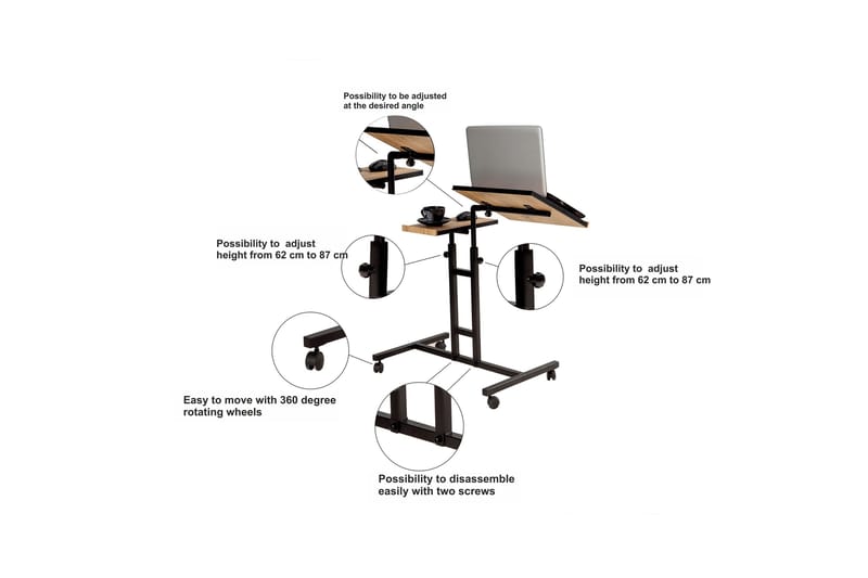 Ståskrivbord Jasiman 67 cm - Trä/natur/Svart - Möbler - Bord & matgrupp - Kontorsbord - Skrivbord