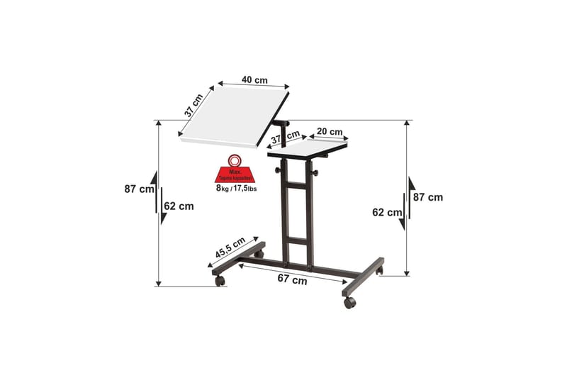 Ståskrivbord Jasiman 67 cm - Vit/Svart - Möbler - Bord & matgrupp - Kontorsbord - Skrivbord