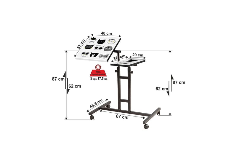 Ståskrivbord Kendallynn 67 cm Katt - Svart/Vit - Möbler - Bord & matgrupp - Kontorsbord - Skrivbord
