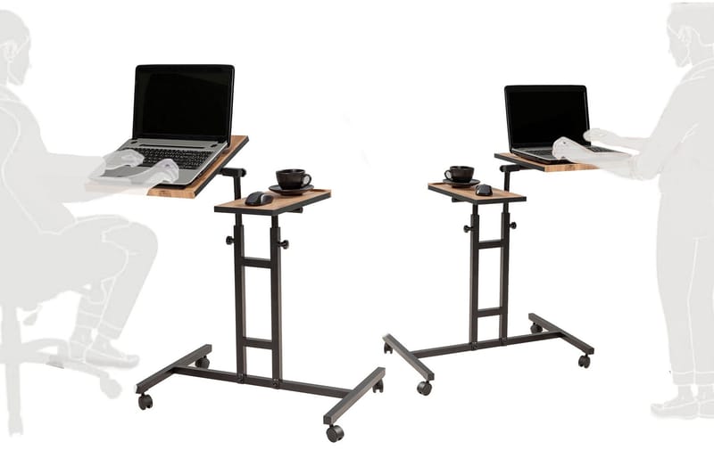 Ståskrivbord Kossick 67 cm Små Bilder - Trä/natur/Svart - Skrivbord - Datorbord - Höj och sänkbart skrivbord