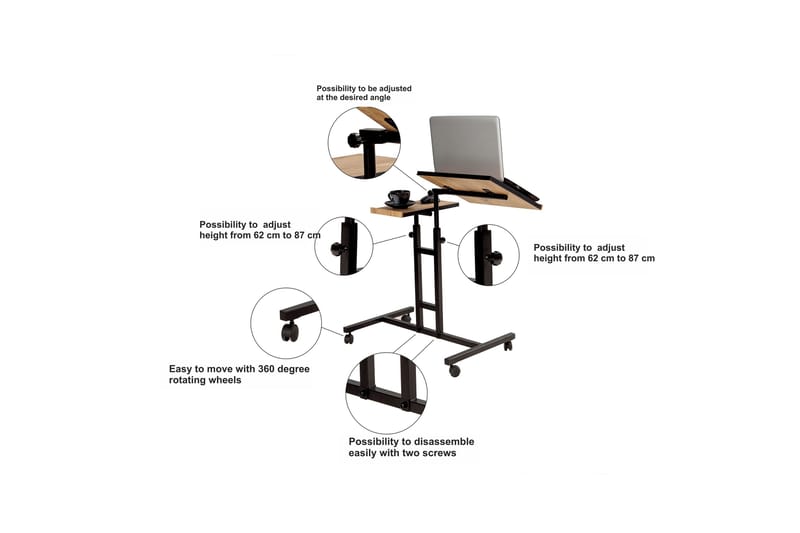 Ståskrivbord Tyanne 67 cm - Trä/Natur/Svart - Möbler - Bord & matgrupp - Kontorsbord - Skrivbord