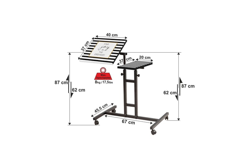 Ståskrivbord Villaluazo 67 cm Text Randig - Svart - Möbler - Bord & matgrupp - Kontorsbord - Skrivbord