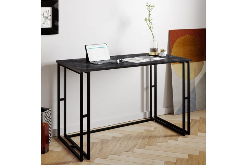 Stodene Skrivbord 120 cm Marmormönster - Svart - Möbler - Bord & matgrupp - Kontorsbord - Skrivbord