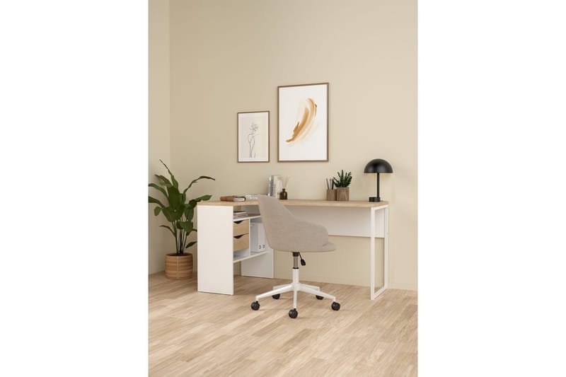 Taketo Hörnskrivbord 145 cm - Vit/Natur - Möbler - Bord & matgrupp - Kontorsbord - Skrivbord - Hörnskrivbord