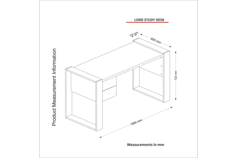 Skrivbord Tejmon 158 cm med Förvaring Lådor - Vit - Skrivbord - Datorbord