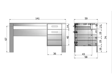 Tenney Datorbord 141 cm med Förvaring Låda + Skåp - Stålgrå - Möbler - Bord & matgrupp - Kontorsbord - Skrivbord