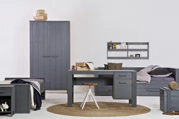 Tenney Datorbord 141 cm med Förvaring Låda + Skåp - Stålgrå - Möbler - Bord & matgrupp - Kontorsbord - Skrivbord