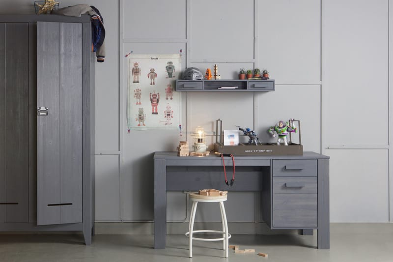 Tenney Datorbord 141 cm med Förvaring Låda + Skåp - Stålgrå - Möbler - Bord & matgrupp - Kontorsbord - Skrivbord