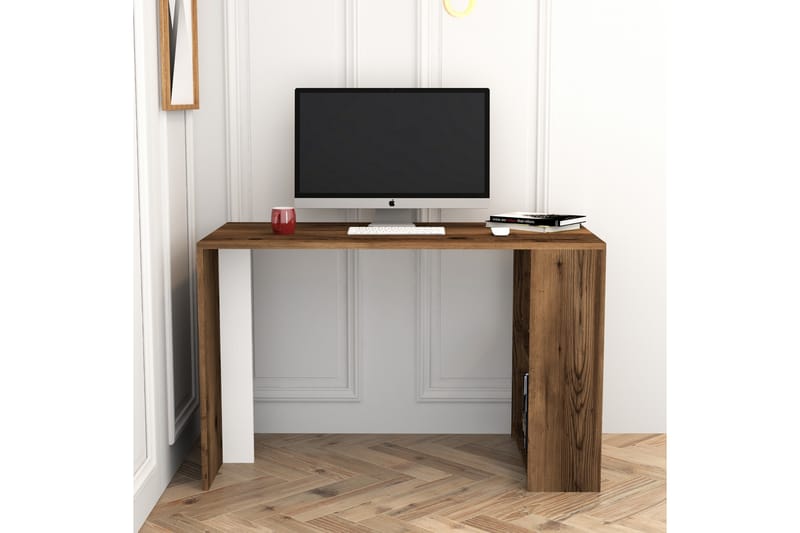 Skrivbord Tibani 120 cm med Förvaring Hylla - Brun/Vit - Skrivbord - Datorbord