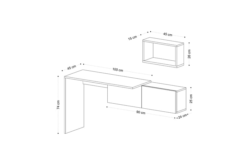 Skrivbord Tiff 74x45 cm Vit/Brun - Hanah Home - Skrivbord - Datorbord