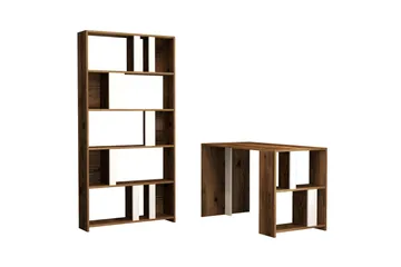 Timiza Skrivbord 120 cm med Förvaring Hylla + Bokhylla - Mörkbrun - Möbler - Bord & matgrupp - Kontorsbord - Skrivbord